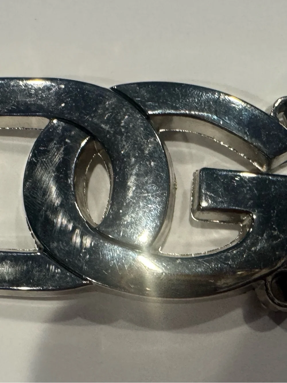 Silver Interlocking DG Logo Belt Buckle - Women